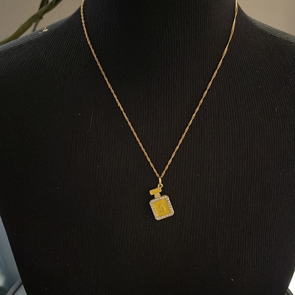 FabulouslyFitted | Gold Enamel Yellow & Rhinestone Charm Necklace - Picture 2 of 4